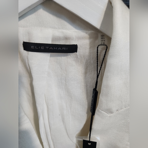 ELIE TAHARI Linen Blend Notched Collar Double Breasted Blazer size 6 No stains. - Picture 2 of 5